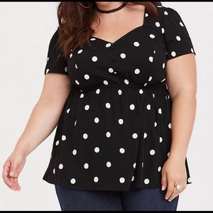POLKA DOT CHALLIS BABYDOLL TOP